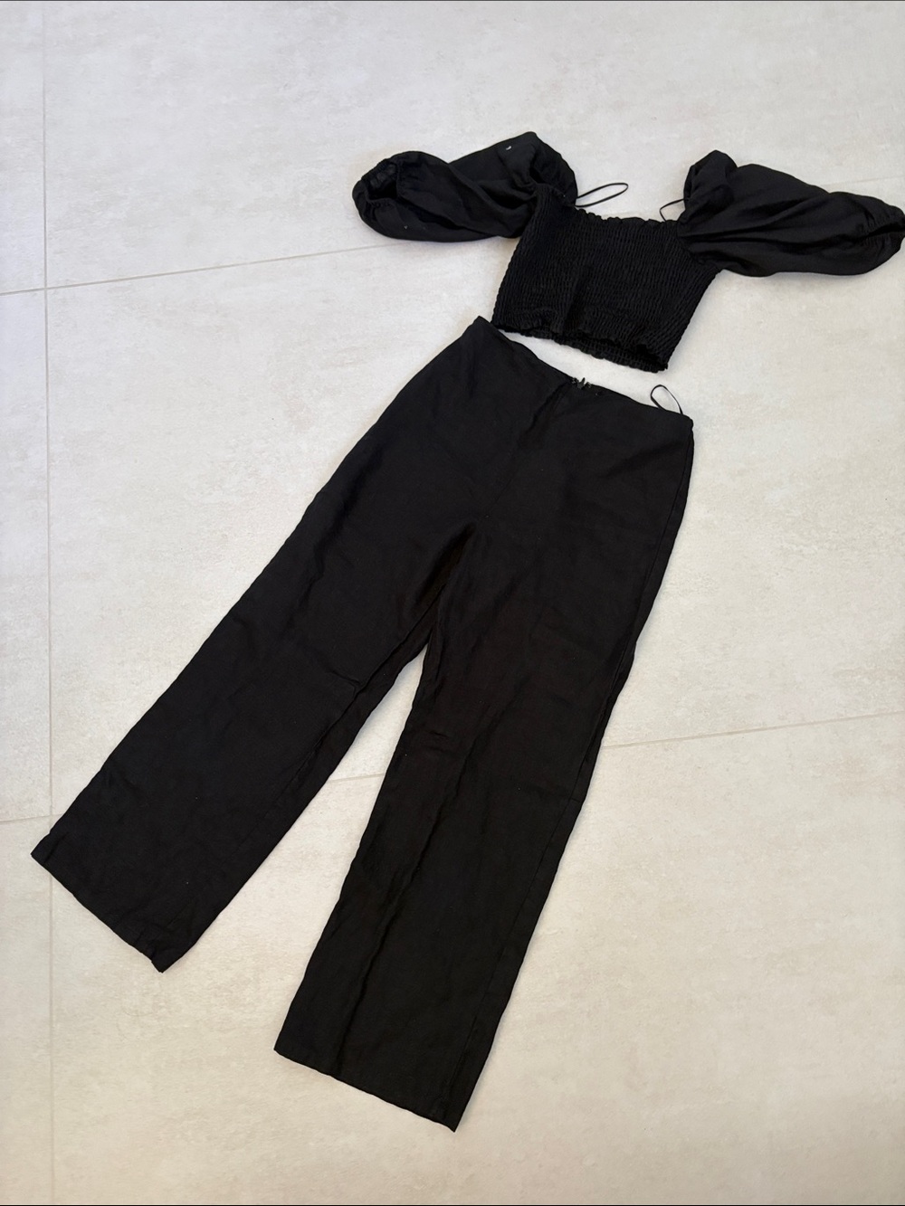 Reformation black linen set size 2